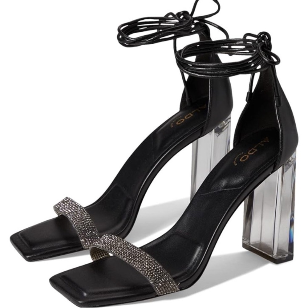 NWOT ALDO Black Women's Heels with Rhinestone Detail NO BOX